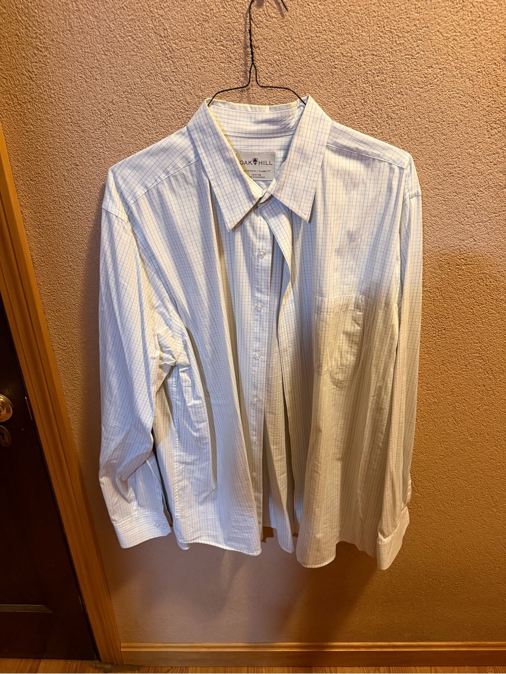 Oak Hill White Dress Shirt with Light Blue Windowpane